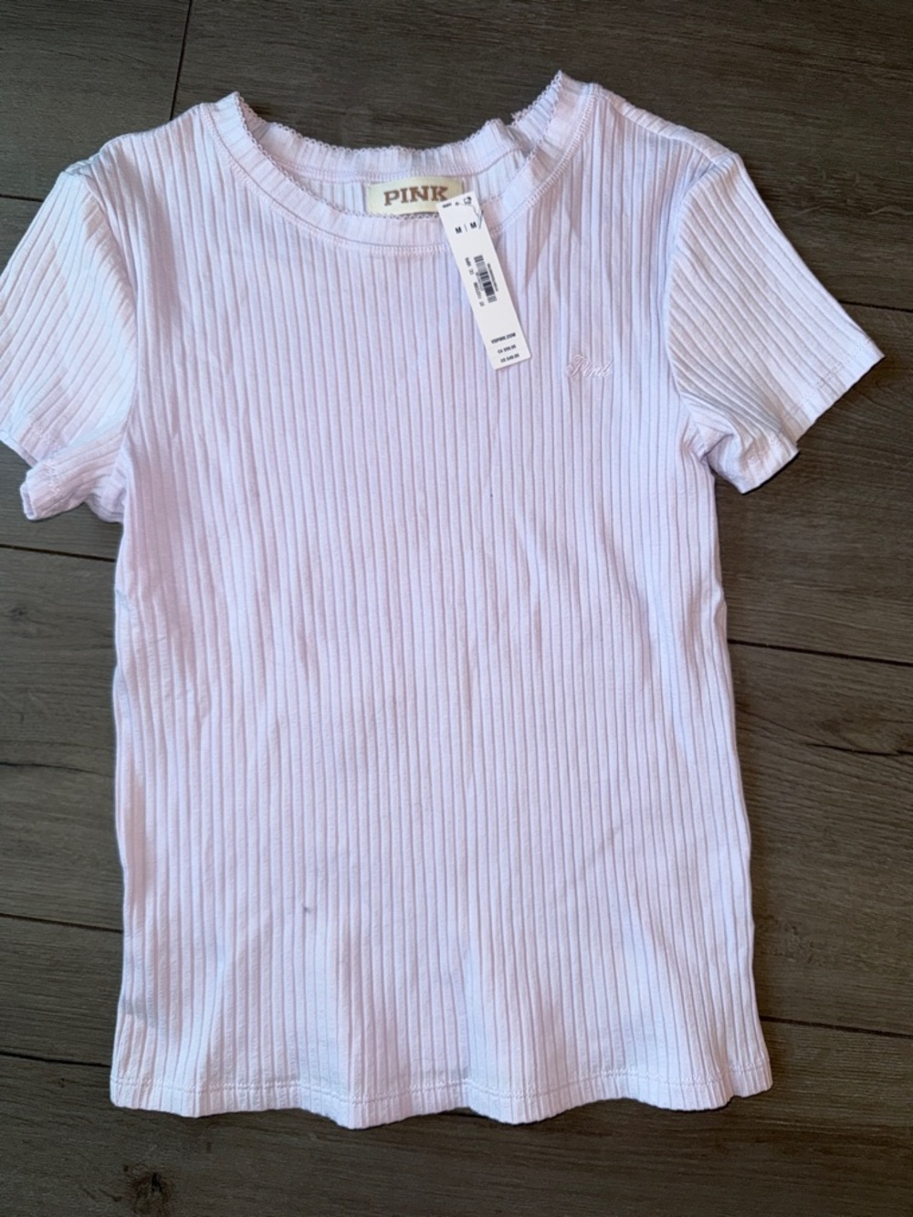 PINK Victoria's Secret Light Pink Ribbed Short Sleeve Tee